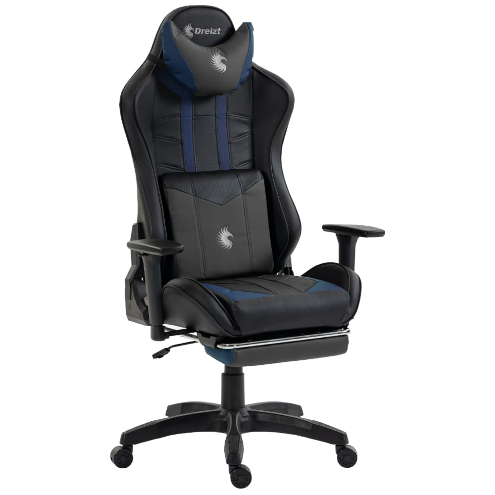 Silla Gamer Dreizt Devil Series Azul Dark 180 Reclinable Con Posapies