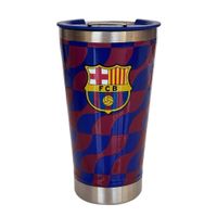 Mug Vaso Acero Termico Barcelon a Futbol Azul Con Destapador 500 ML