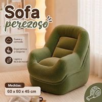 Sofá Ergonómico Sillon Puff Tela Pana Premium Relleno de Poliestireno Lavable Rellenable Verde.