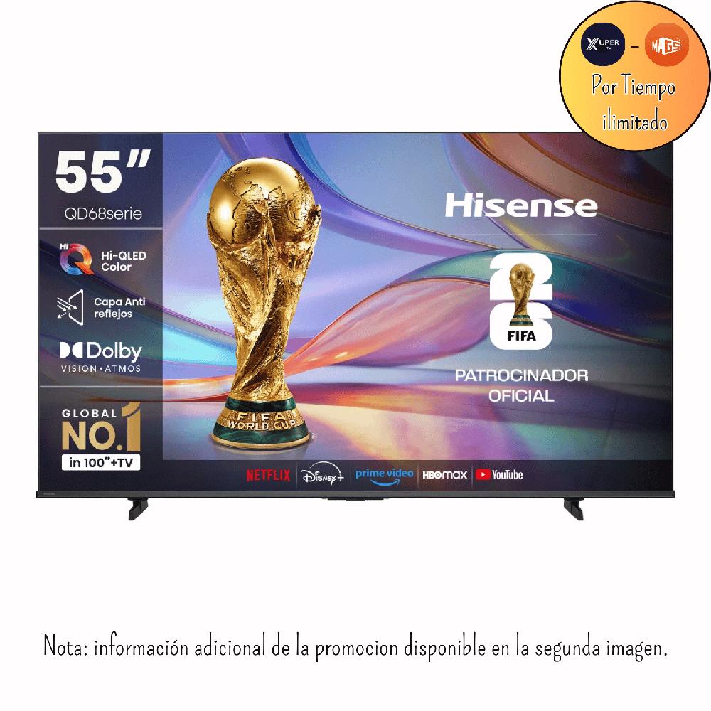 Televisor Hisense 55 Pulgadas QLED Premium Antirreflejo Google TV 2gb-20Gb 55QD68SG Promoción
