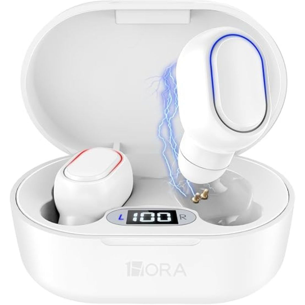 Audifonos Inalambricos BlueTooh 1HORA AUT114 Con Pantalla Led Blanco