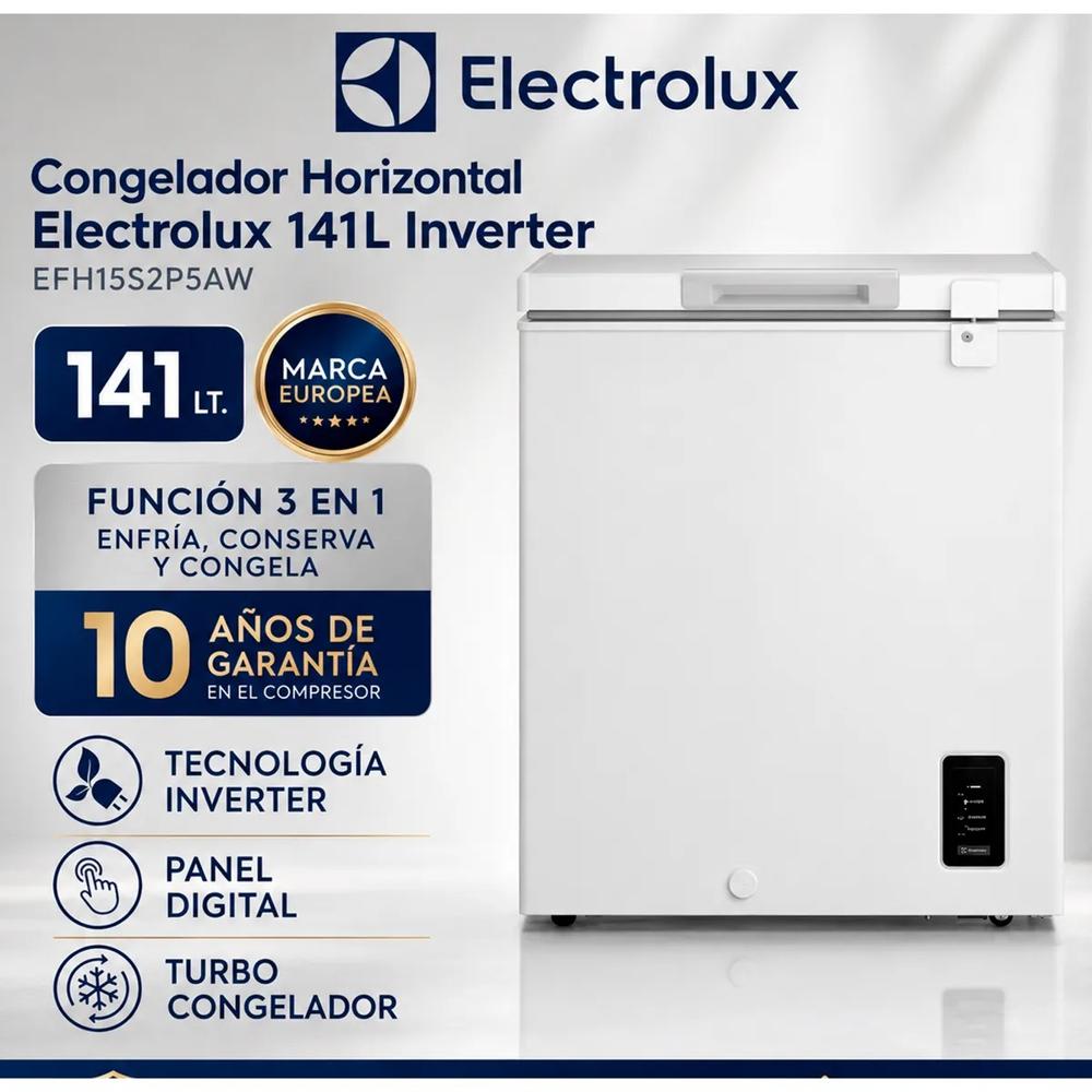 Congelador Horizontal Electrolux 141L Inverter Blanco con Función Turbo EFH15S2P5AW