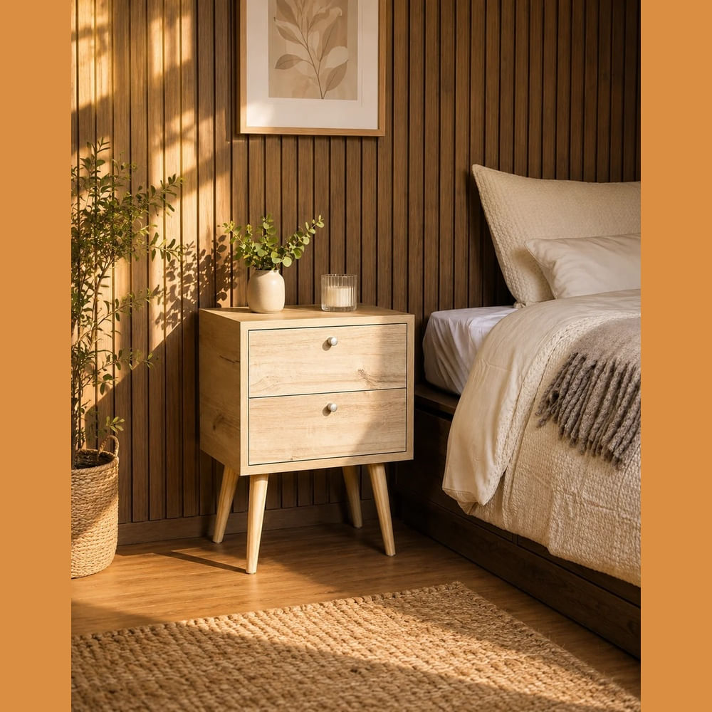 Velador Vintage Premium 2 Cajones Ventitas Home Color Duna