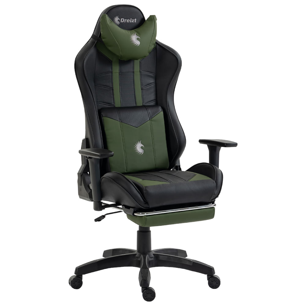Silla Gamer Dreizt Devil Series Verde Dark 180 Reclinable Con Posapies