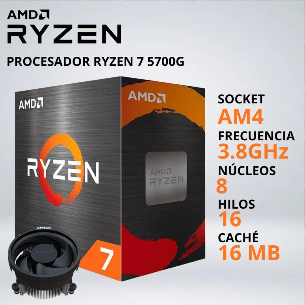 PROCESADOR RYZEN 7 5700G 3.8-4.6GHz 16MB AM4 GRAFICOS RADEON INCLUYE FAN-COOLER - 029863