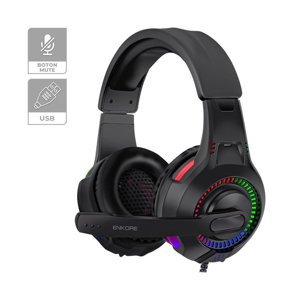 AUDIFONOS GAMER USB ENKORE BRAVIO BOTON MUTE