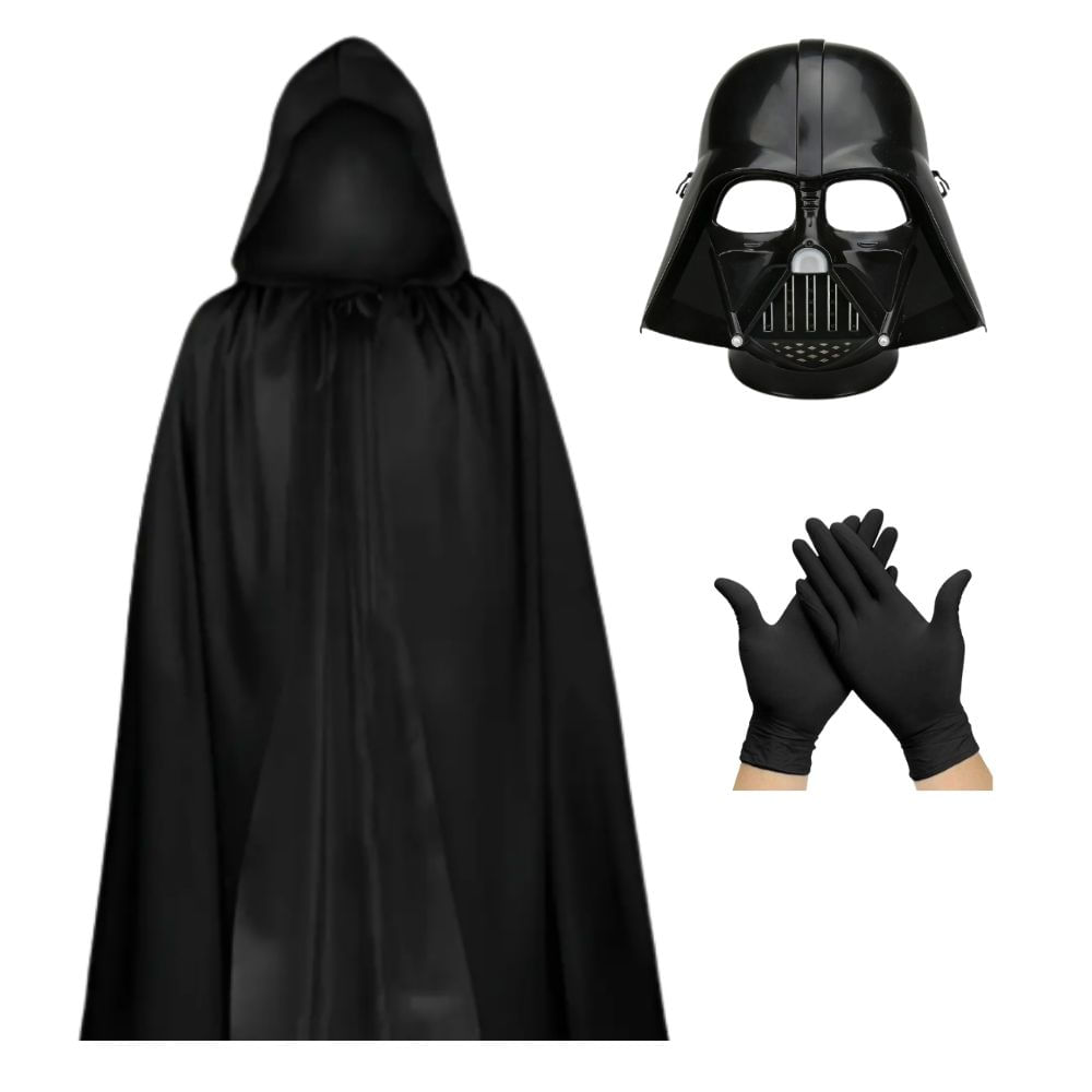 Disfraz de Darth Vader Espacial con Capa Negra Máscara y Guantes Talla S