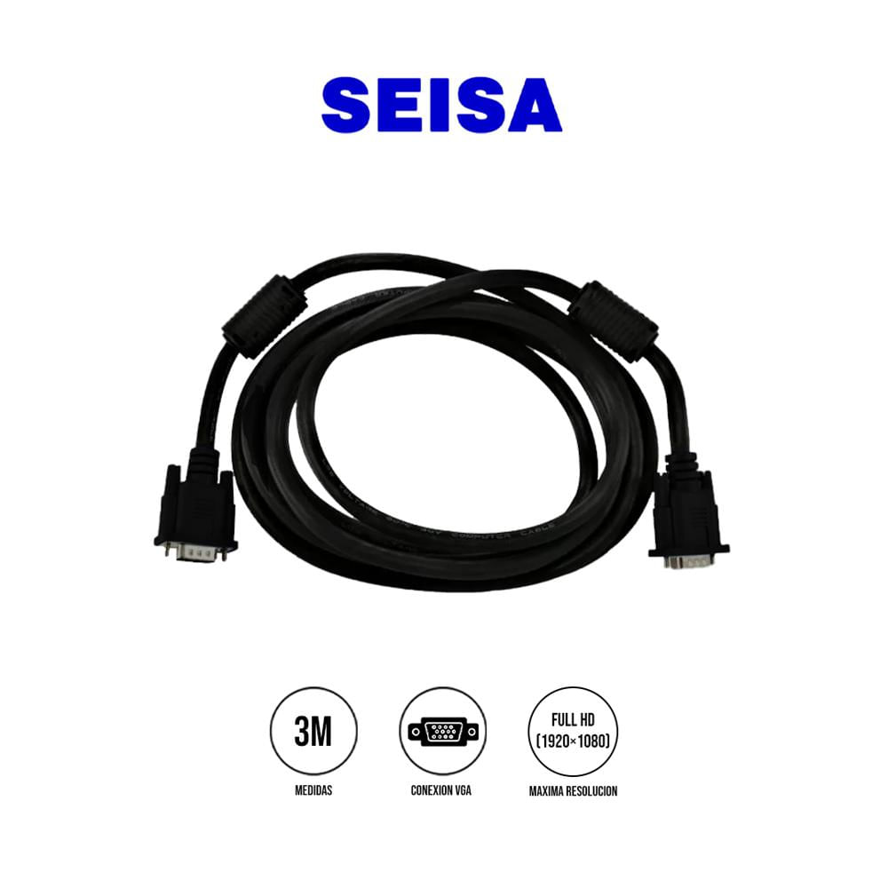 Cable VGA Seisa MYE-3104 con Filtro 1.5m/3m para Monitor
