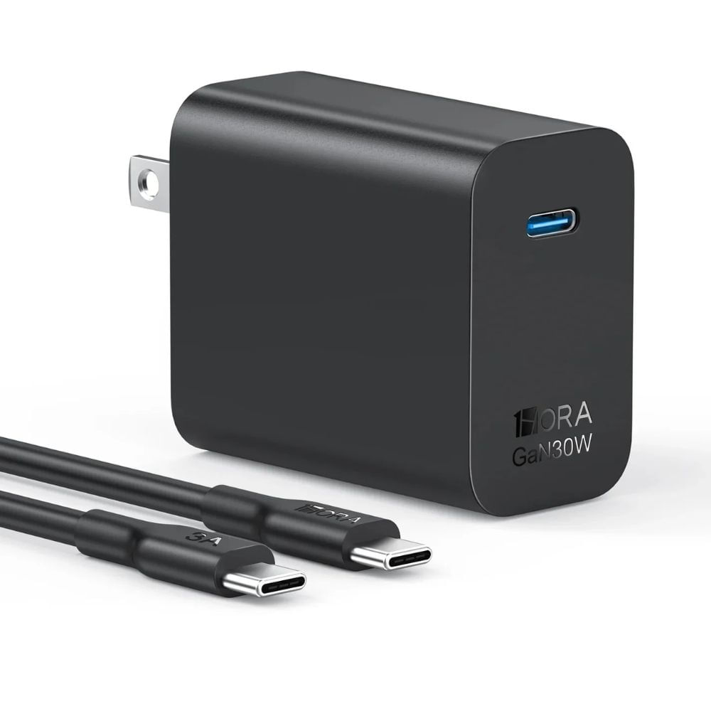 Cargador 1Hora Carga Rápida PD 30W y Cable Tipo C Negro