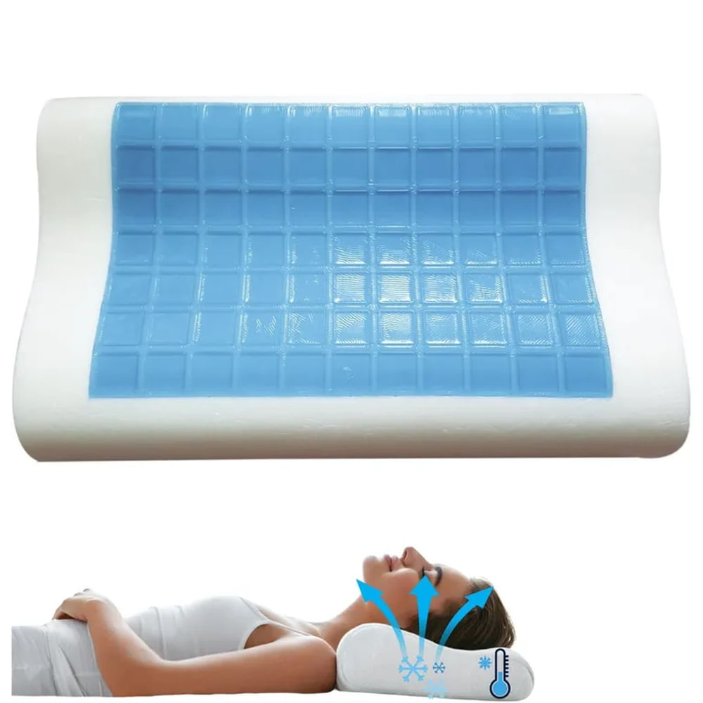 Almohada de Gel Refrescante Soporte para el Cuello de Espuma Viscoelástica Cervical Ergonómica