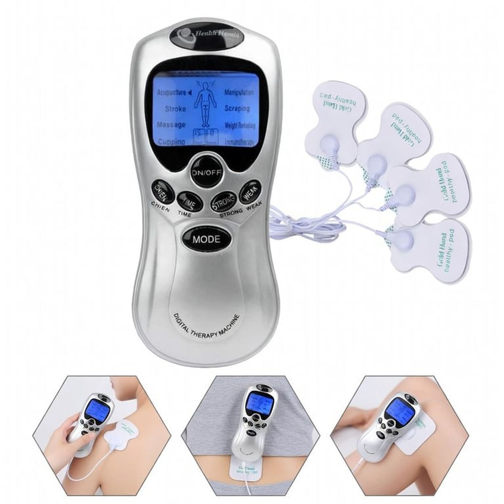 Electroestimulador Digital TENS 4 Parches - Alivio de Dolor y Masaje Terapéutico