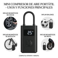 Inflador de Llantas Digital Inteligente - Compresor Portátil Recargable para Todo Neumático