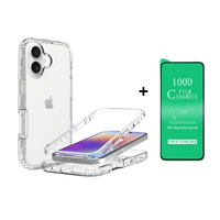 FUNDA CASE 3EN1 TRANSPARENTE PARA IPHONE 16E MAS PROTECTOR DE PANTALLA