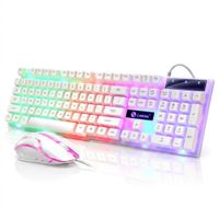 Teclado y Mouse Gamer RGB Laptop PC Blanco Combo