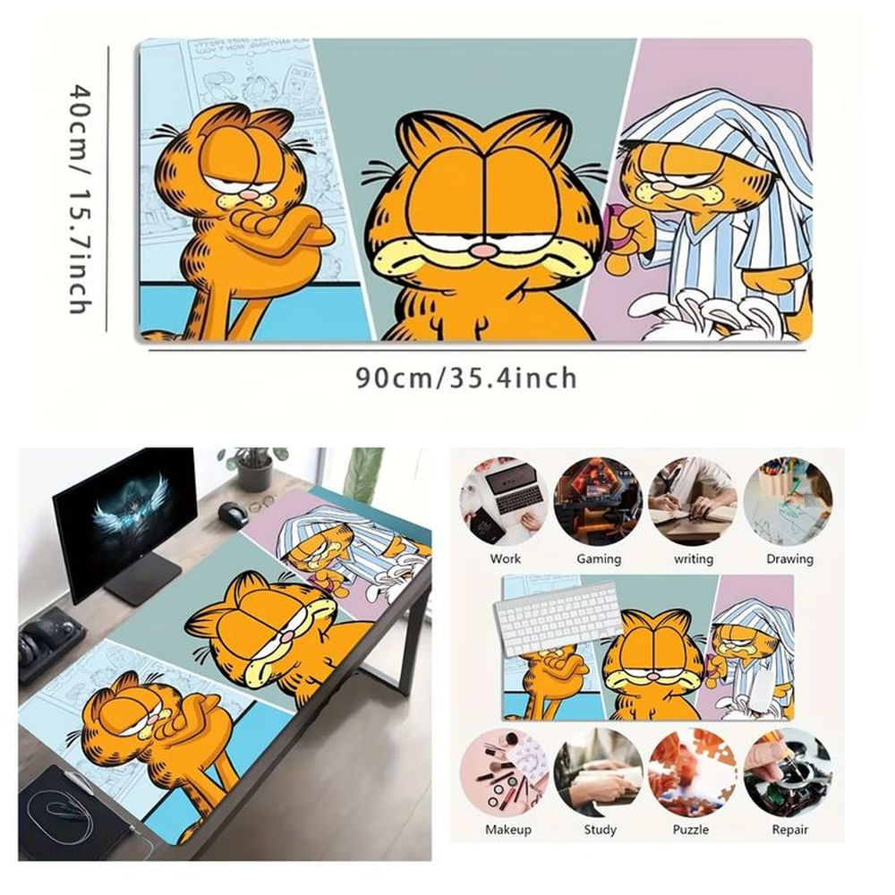 Un mouse pad grande para juegos modelo gato naranja