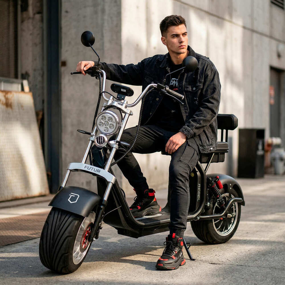 Moto Eléctrica REBEL Negro 2000W PLACA GRATIS