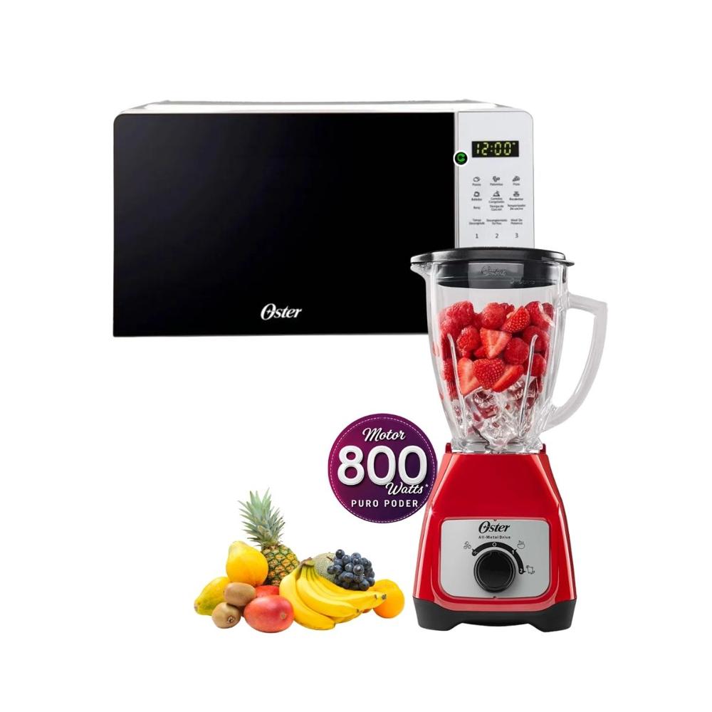 Combo Horno Microondas Digital 20 litros y Licuadora de 550 W control de perilla BLSTKAGRRD