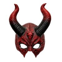 Máscara Antifaz Demonio con Cuernos Rojos para Halloween Fiesta Cosplay