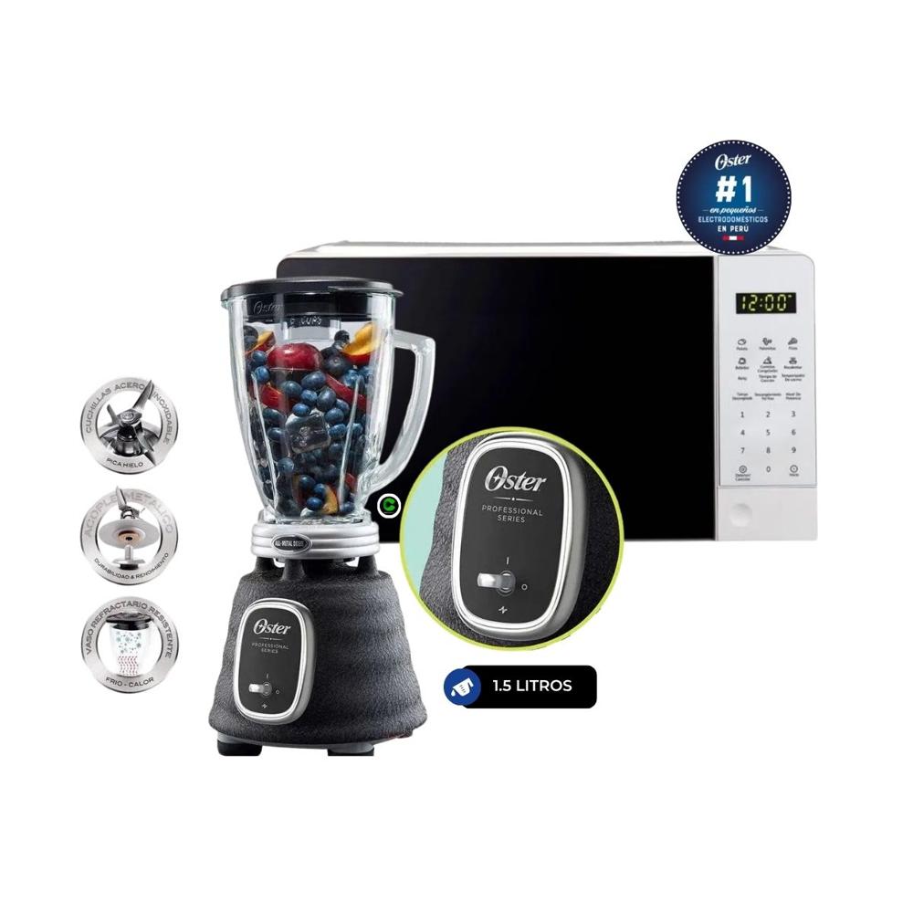 Combo Horno Microondas Digital 20 litros POGGE2701 y Licuadora Serie Profesional BLSTBPST