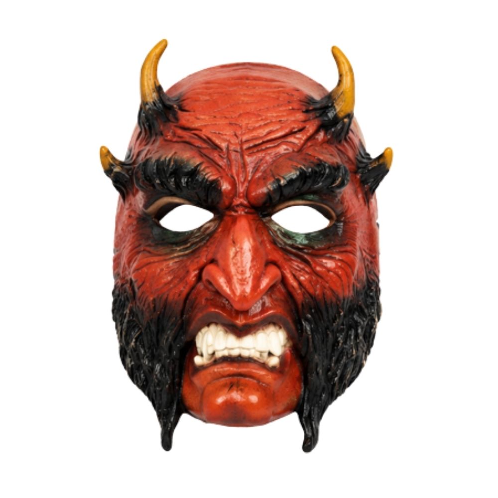 Máscara Demonio Rojo con Cuernos y Mandíbula Desmontable para Halloween