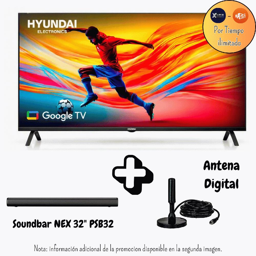 Televisor Hyundai 50 Pulgadas QLED FHD Google TV HYLED5027QFG Promocion Antena Soundbar Nex