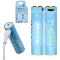 Pack 2 Pilas Recargables 18650 Litio BESTON 3.7V 2000mAh 7400mWh Carga Directa USB-C