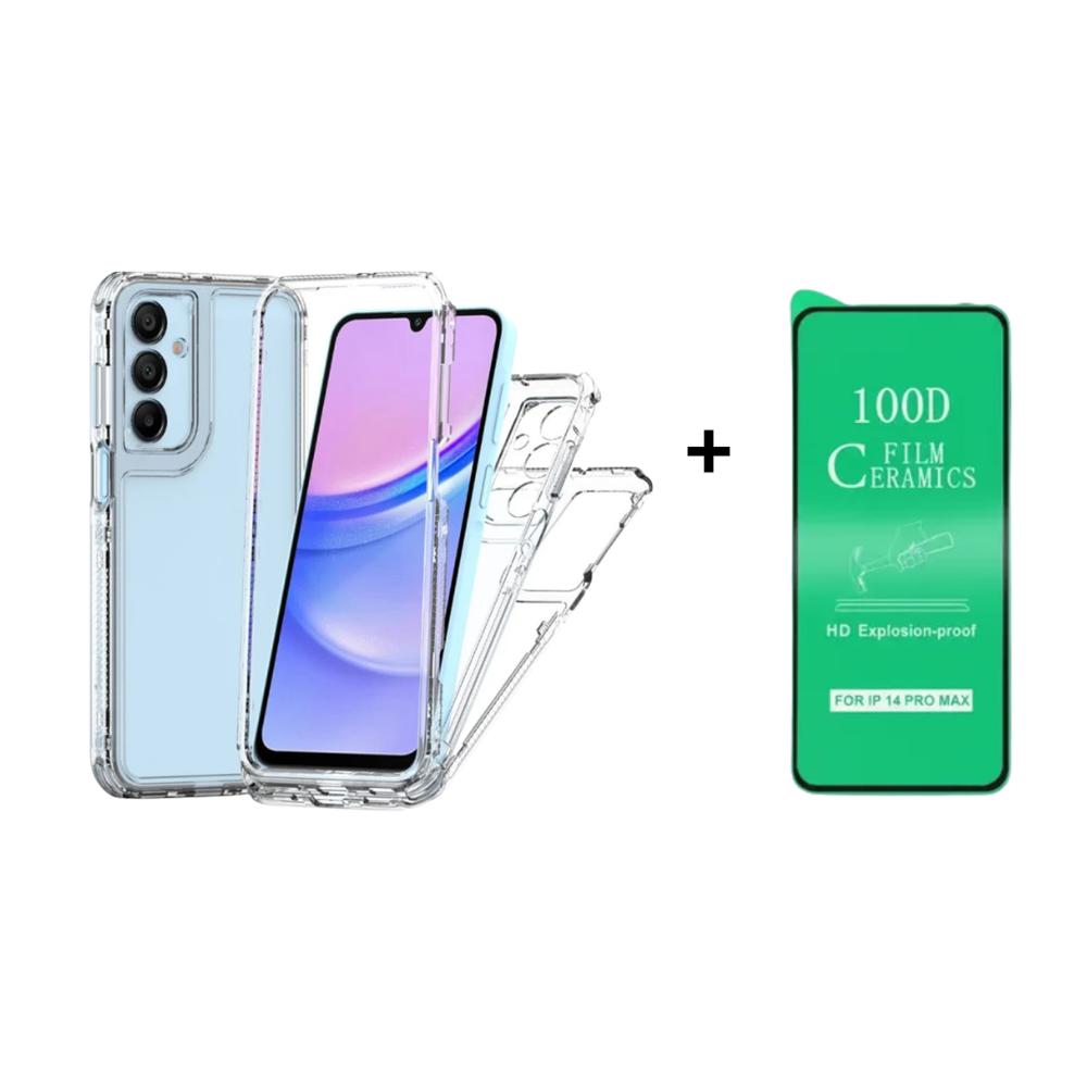 FUNDA CASE 3EN1 TRANSPARENTE PARA SAMSUNG S23ULTRA MAS PROTECTOR DE PANTALLA