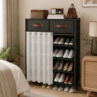 ORGANIZADOR ZAPATERO DE 6 NIVELES CON 2 CAJONES Y CORTINA 102 X65X28