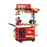 Puesto de Comida Rápida Infantil con Carrito y Accesorios