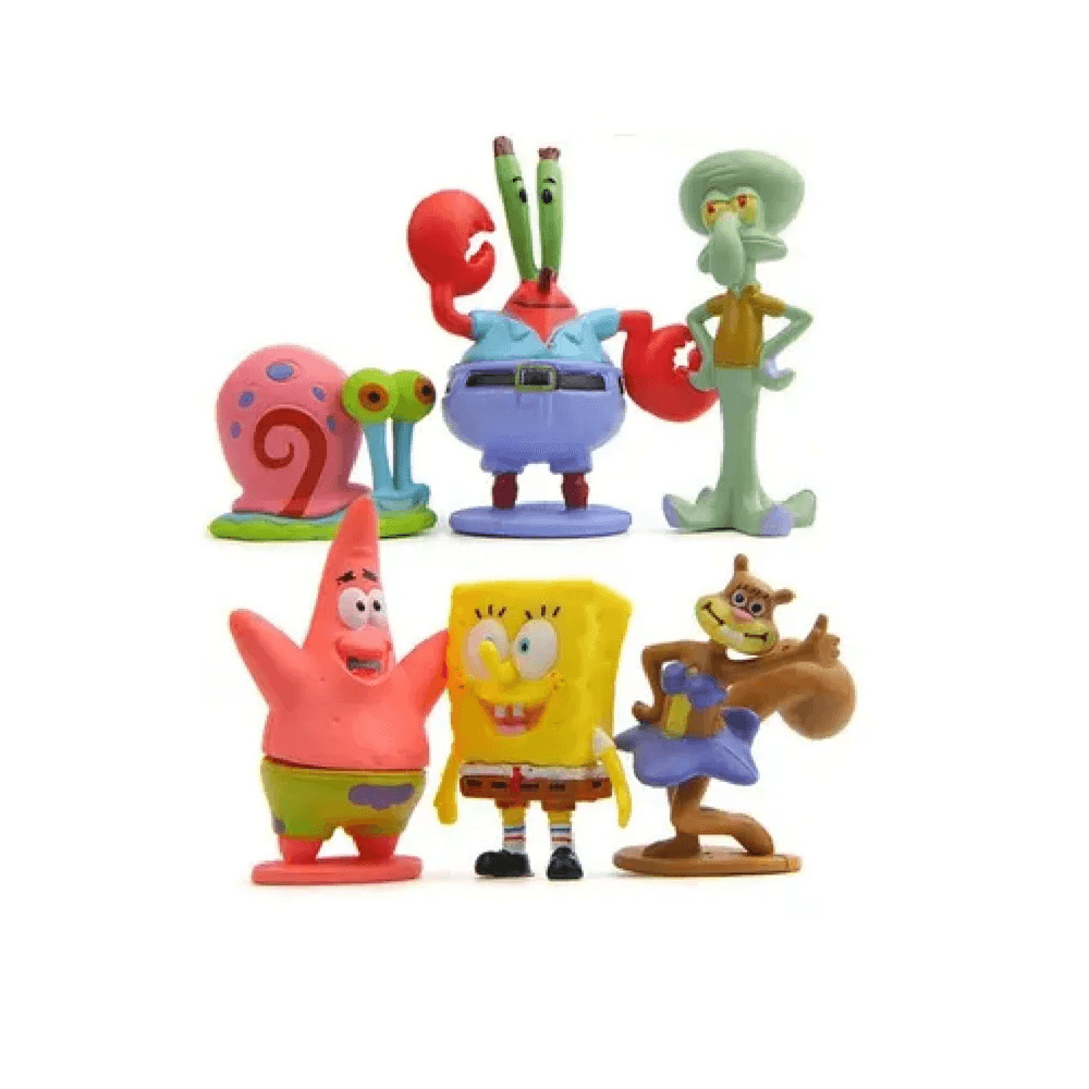 Set De Adornos Para Pecera En Silicona Bob Esponja Por 6 Personajes