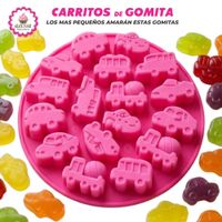 Molde de 17 Gomitas de Carritos de Silicona para Repostería