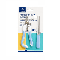 Kit Corta Uñas y Limador De Uñas Para Mascotas Perros Y Gatos De Acero Inoxidable Color Celeste