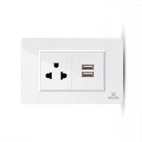 Tomacorriente de Pared Universal Heng Mei con Doble Puerto USB-A 15A 127V-250V Blanco