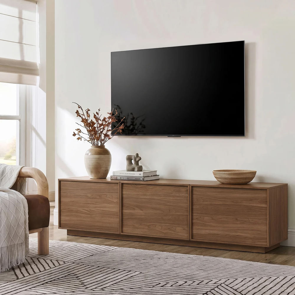 Mesa de TV Moderna Zavala 3 Puertas Marrón RyR MUEBLES