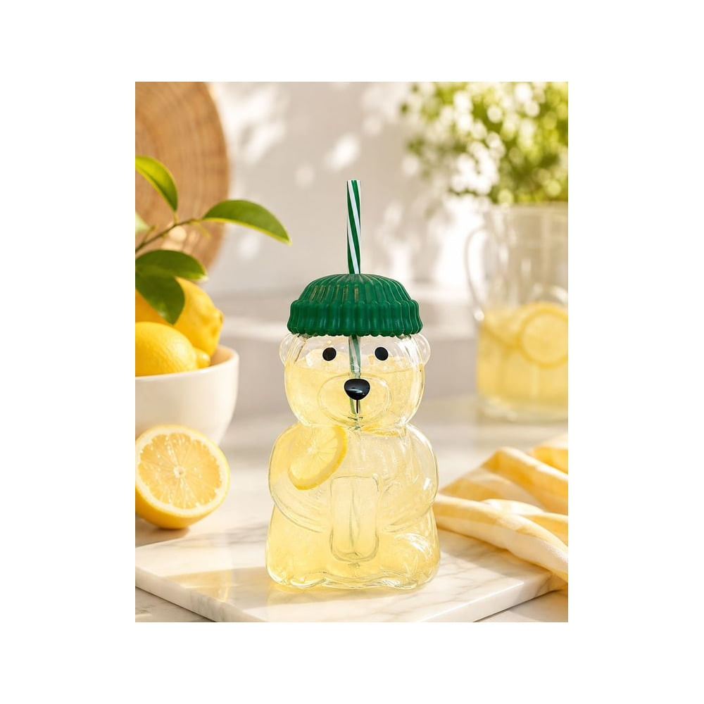 Tomatodo Oso Verde de Vidrio Borosilicato con Sorbete – 650 ml