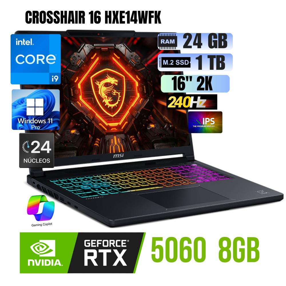 Laptop MSI CROSSHAIR 16 HXE14WFK INTEL CORE i9  RAM 24GB SSD 1 TB - 9S7-265343-082