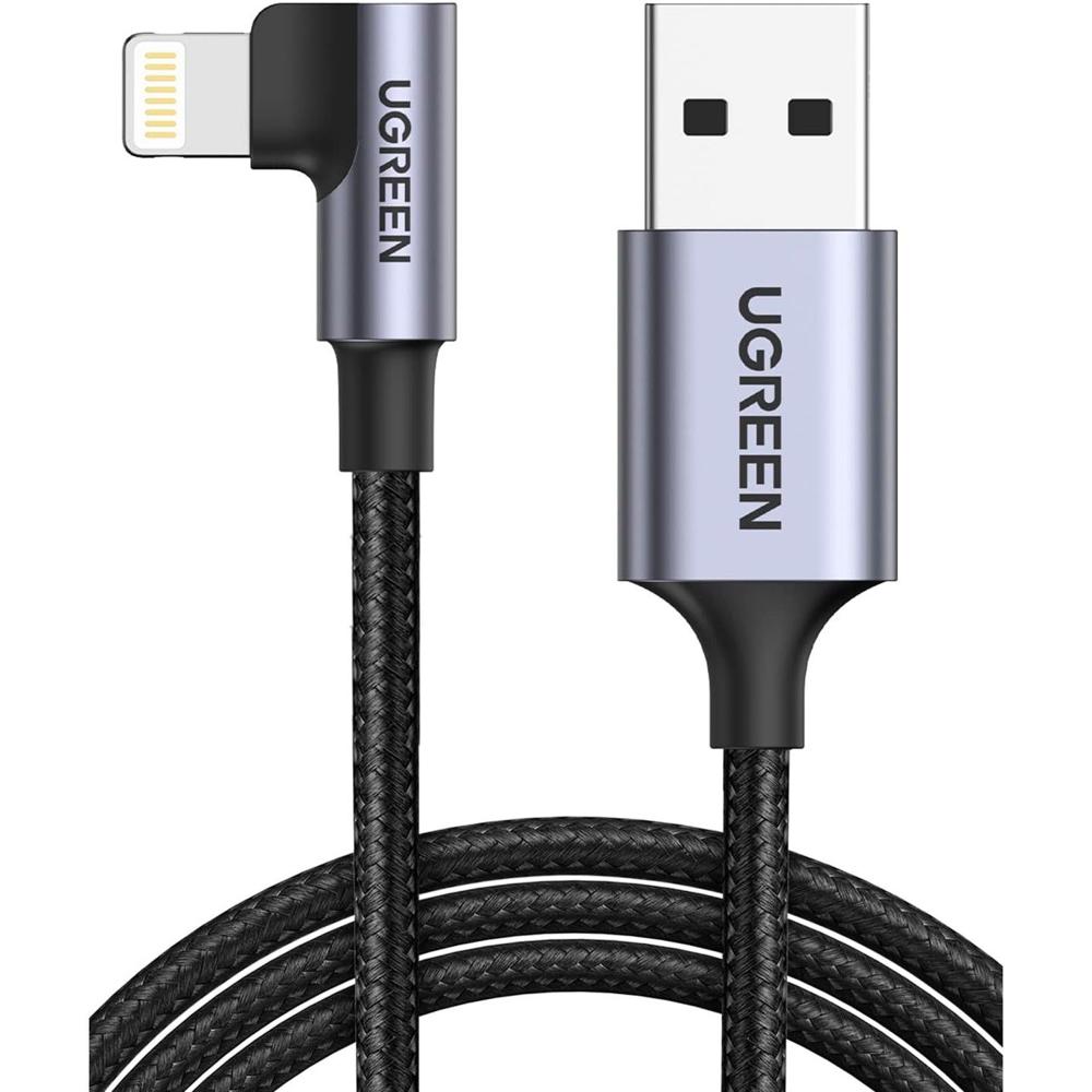 Cable Ugreen Lightning/USB-A MFi 90° 2,4A 1m Negro US299 - 60521