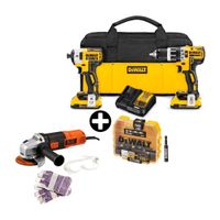 COMBO Taladro Percutor y Atornillador Dewalt 20V Modelo DCD796 y DCF887 + Amoladora Black & Decker G720K 4 1/2"" + Disco