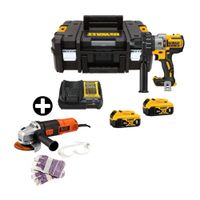 COMBO Taladro DCD996P2T-B2 20v-3v Brushless + 2 Bateria 5Ah + Maleta Tstack + Amoladora Black & Decker G720K 4 1/2"" + Disco
