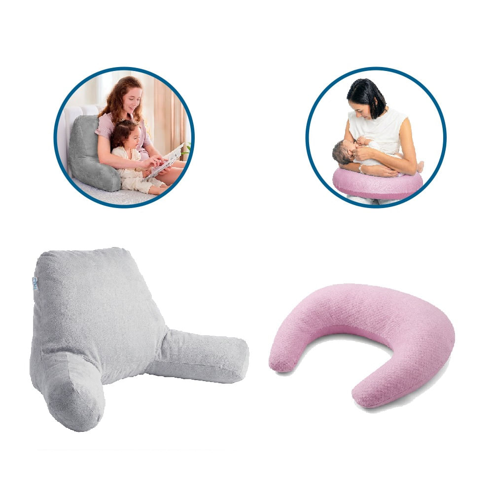 Cojín Respaldo Anatómico Memory Foam Gel y Almohada Lactancia Rosado Teraflex