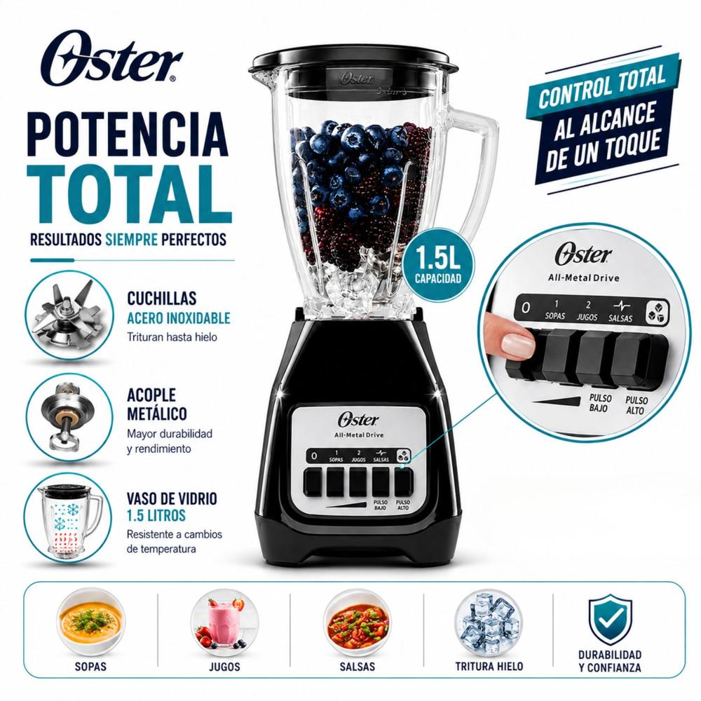 Licuadora Oster BLSTKAG-BPB-053 1.5L Negro