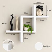 Repisa rombo flotante de melamine 45x15x12x1.8 cm Blanco