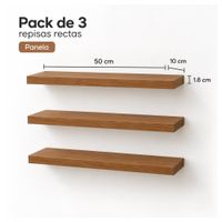 Pack de 3 repisas rectas de melamine 50x10x1.8 cm Panela
