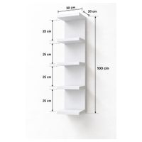 Zapatera de melamine 100x30x20x1.8 cm Blanco