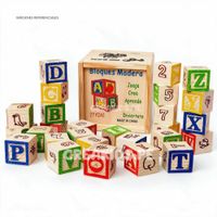 Cubo ABC de Madera 27 Piezas con Letras y Bloques Apilables