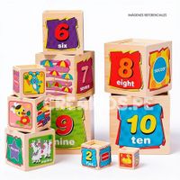 Cubos Apilables de Madera para Niños - 10 Piezas Juguete Educativo