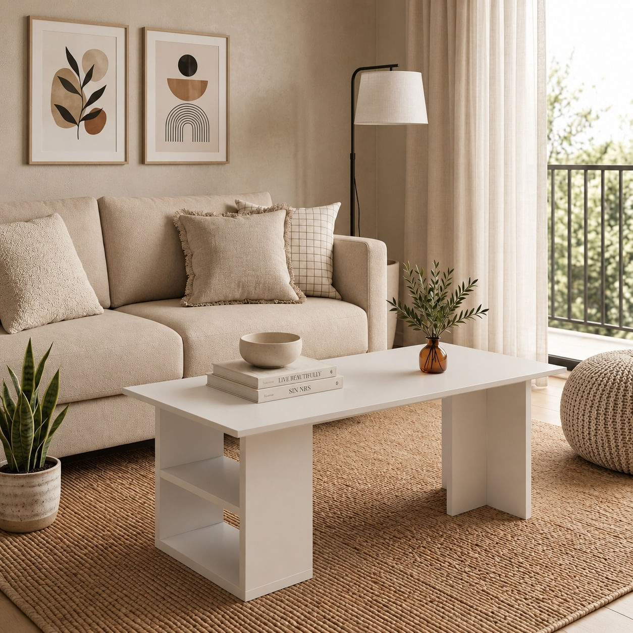 Mesa de centro rectangular Aaron blanco Muebleo.pe