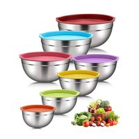 Bowls De Acero 14 Piezas Con Base Silicona Tapa De Colores