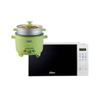 Combo Horno Microondas Digital 20 litros y Olla Arrocera Oster 3 en 1 de 10 tazas CKSTRC10DFGRN