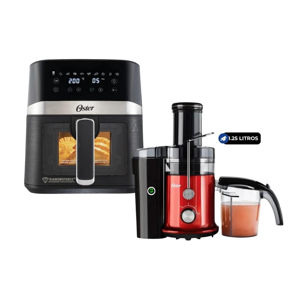 Combo Extractor de Jugos FPSTJE320R de 600 W y Freidora de Aire Digital 4 Litros